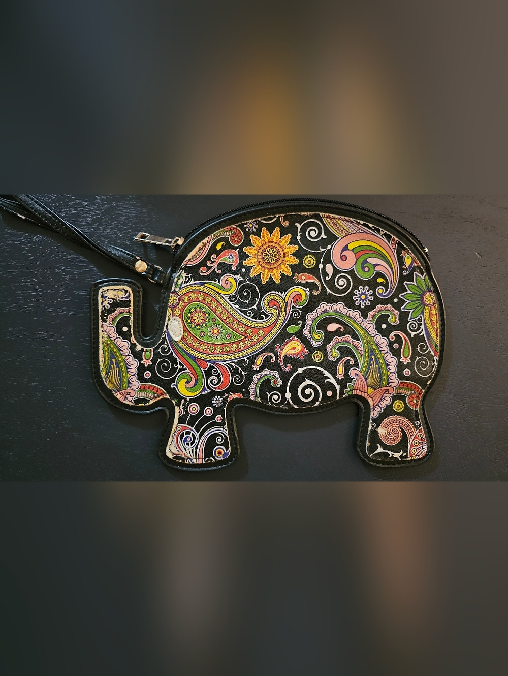 Colorful Paisley Elephant Wristlet